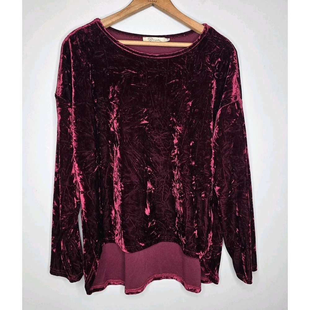 Gypsy Bohemian Peasant Gothic Romantic Red Velvet Witch Velour Aryeh Top Medium